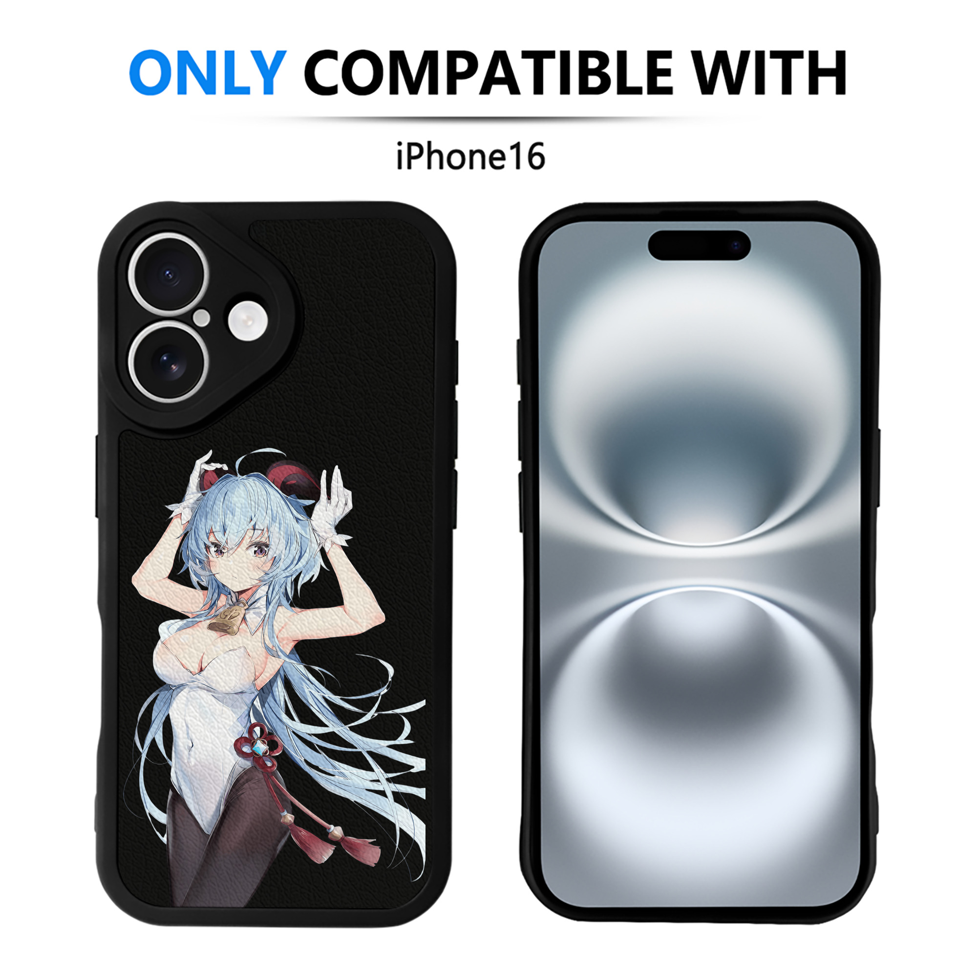 げんし神 甘雨 かんう genshin Ganyu 【iPhone 16シリーズ対応】シリコンスマホケース（レザー調） 材質：シリコン